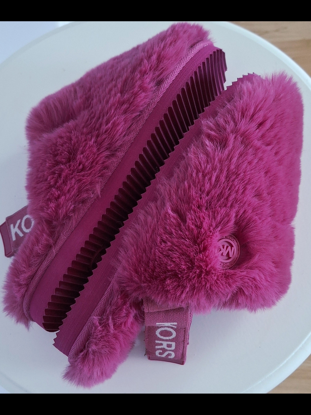 Michael Kors Elsie Faux Fur Slingback Slippers Pink 6 - Picture 7 of 12